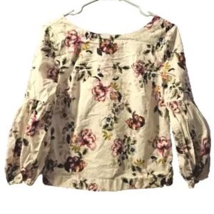 White House Black Market Womens Floral Blouse Top Long Sleeve Multi-Color Size 2